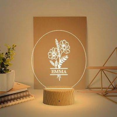 3D Illusion Personalized Name Lamp with Warm White Light   Name Lamp for Kids  Birthday Gift for Friends